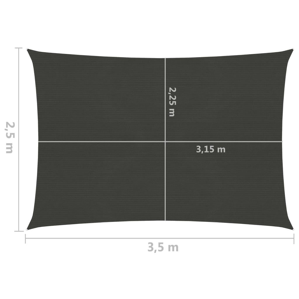 Voile d'ombrage 160 g/m² Anthracite 2,5x3,5 m PEHD