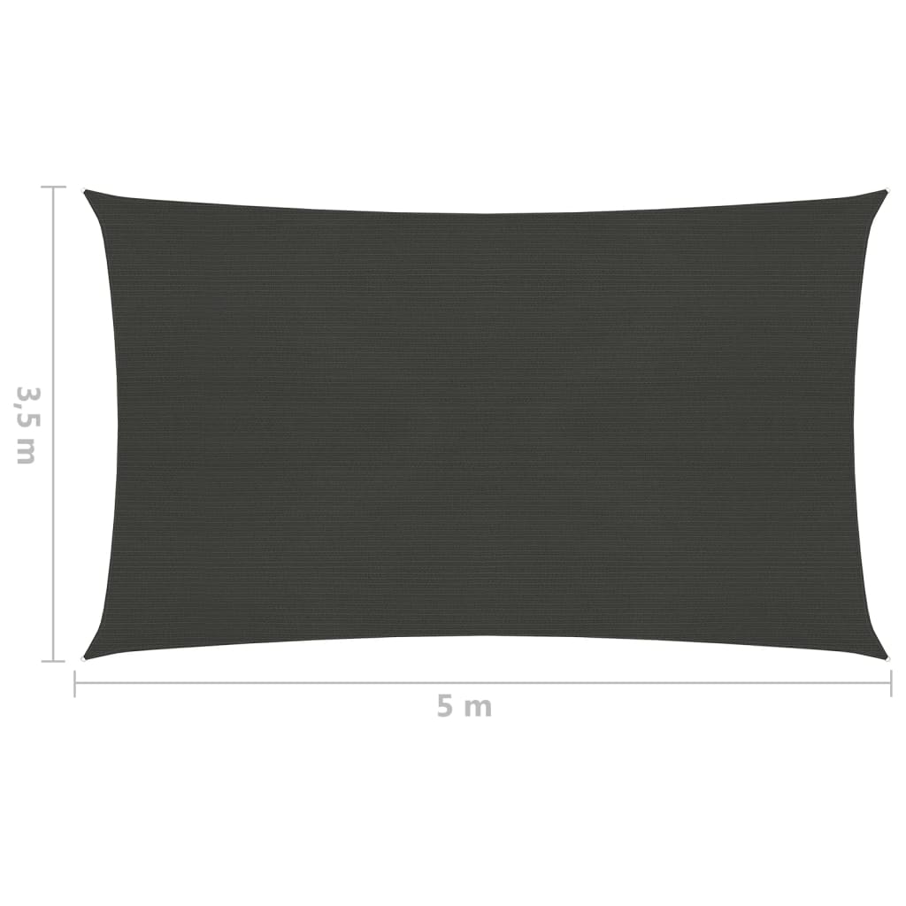 vidaXL Sunshade Sail 160 g/m² Anthracite 3.5x5 m HDPE