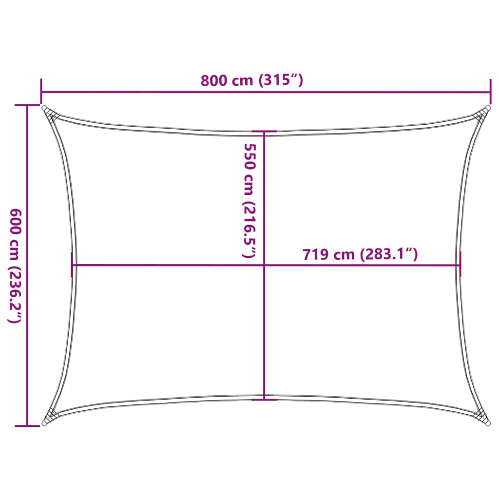 Sunshade Sail 160 g/m² Beige 6x8 m HDPE