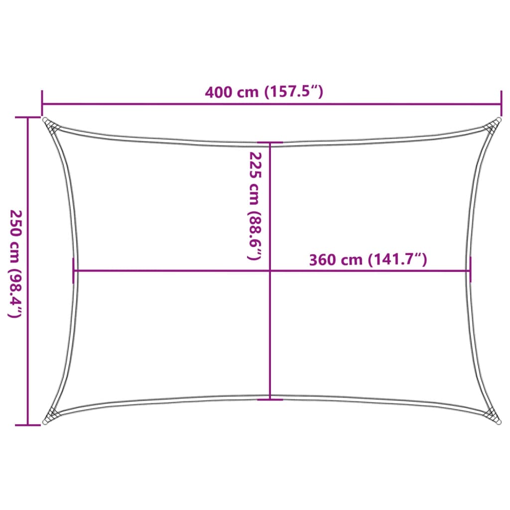 vidaXL Sunshade Sail 160 g/m² Cream 2.5x4 m HDPE