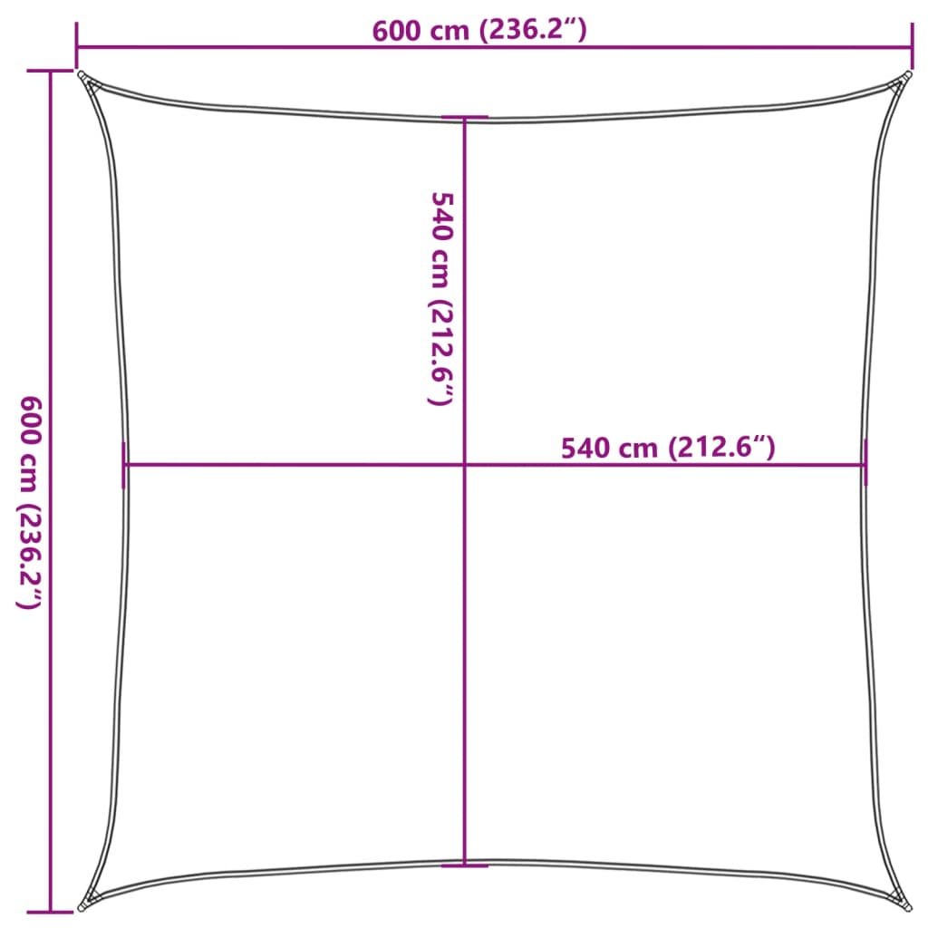 vidaXL Sunshade Sail 160 g/m² White 6x6 m HDPE