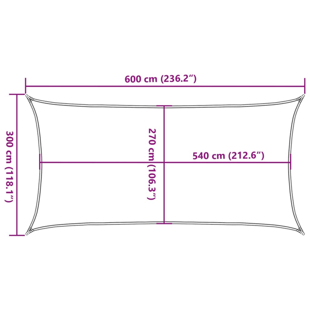 vidaXL Sunshade Sail 160 g/m² White 3x6 m HDPE