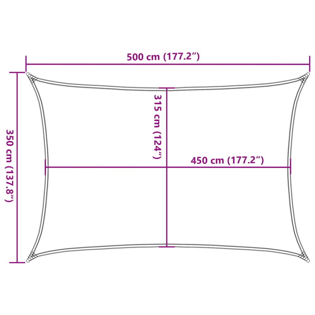 vidaXL Sunshade Sail 160 g/m² White 3.5x5 m HDPE