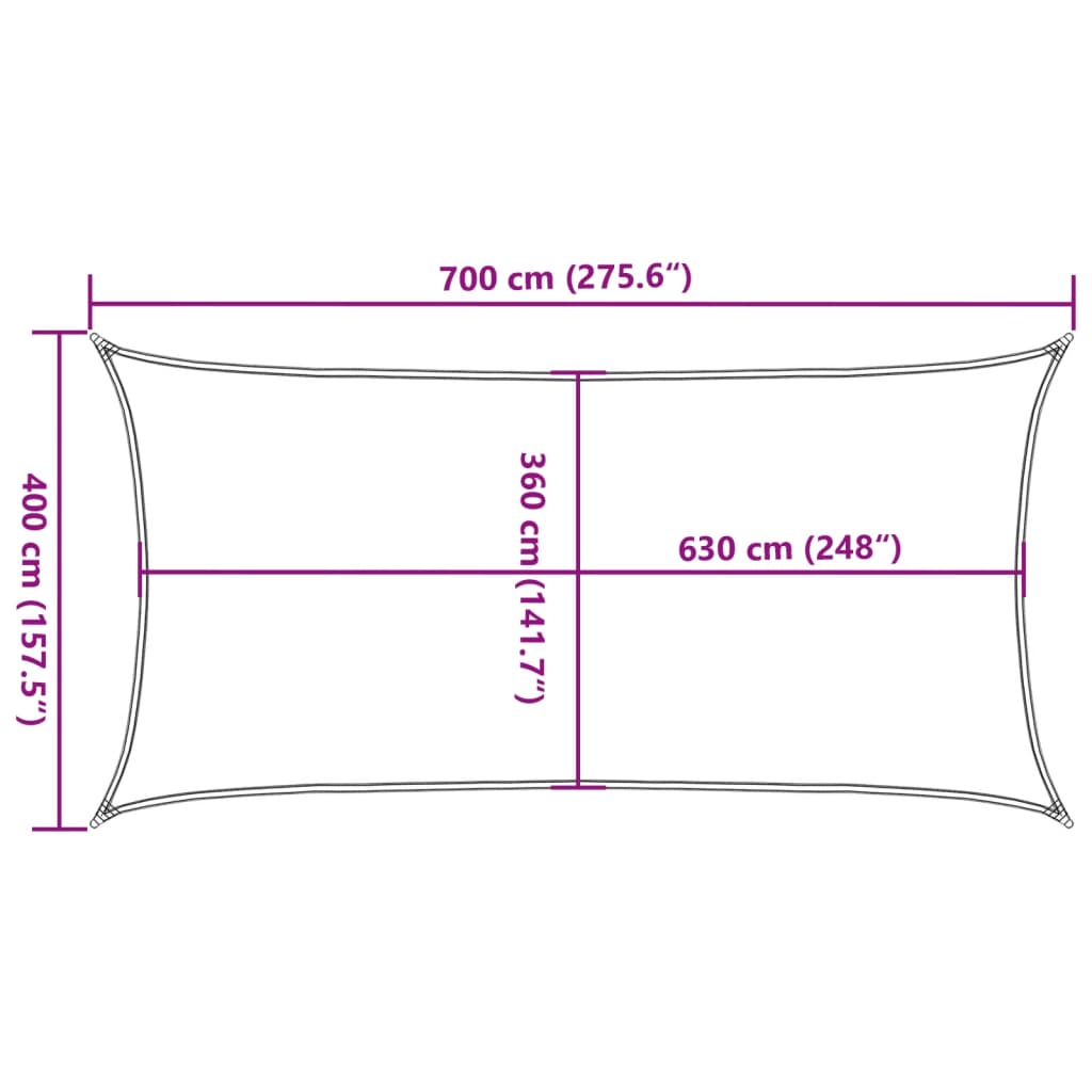 vidaXL Sunshade Sail 160 g/m² White 4x7 m HDPE