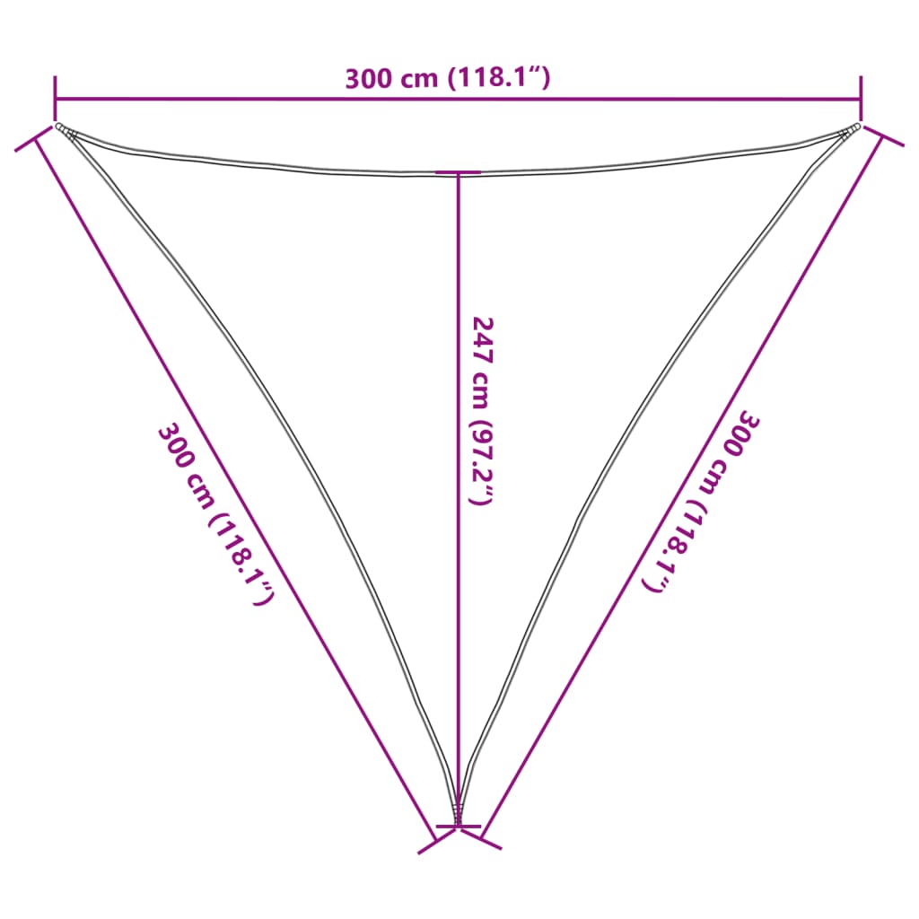 vidaXL Sunshade Sail 160 g/m² White 3x3x3 m HDPE