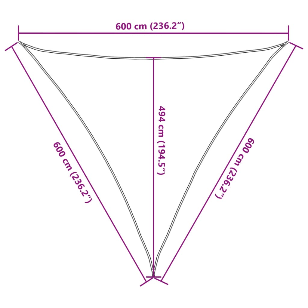 vidaXL Sunshade Sail 160 g/m² White 6x6x6 m HDPE