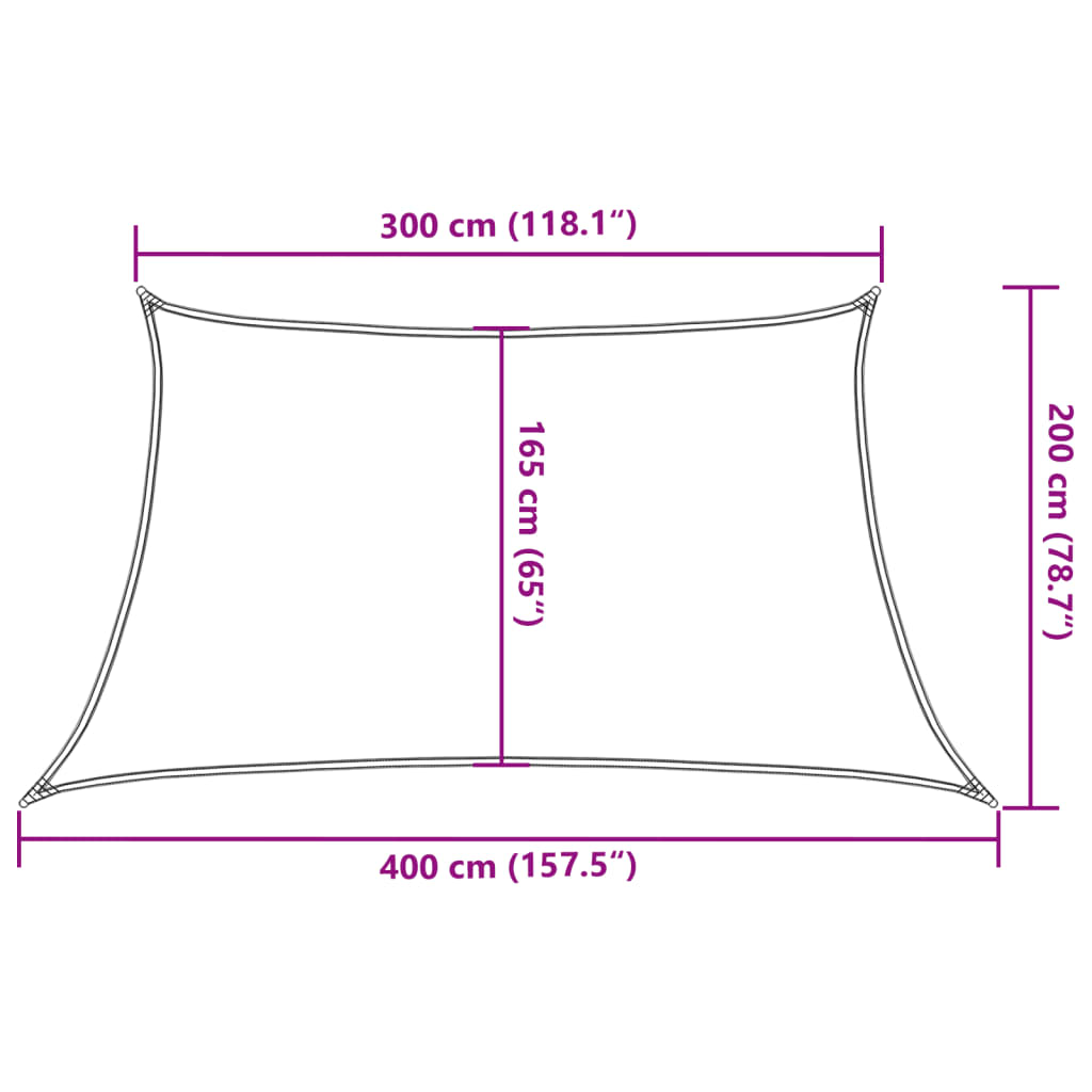 Zonnescherm Zeil 160 g/m² Wit 3/4x2 m HDPE