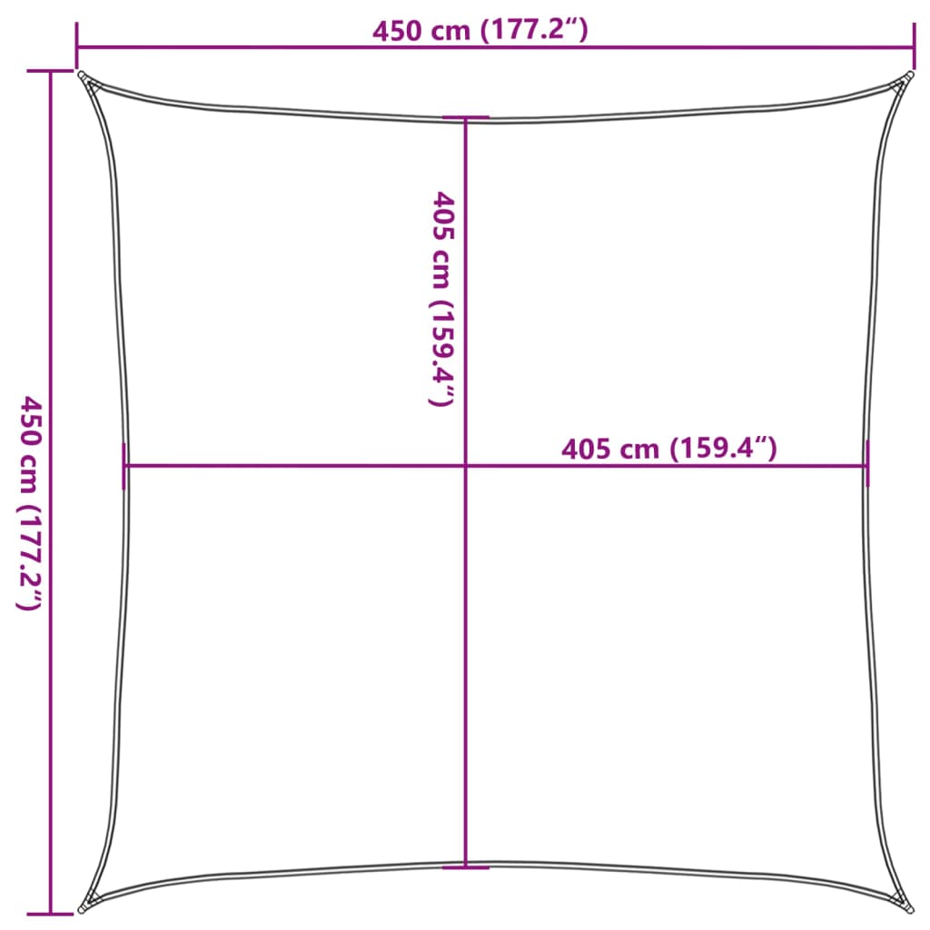 vidaXL Sunshade Sail 160 g/m² Taupe 4.5x4.5 m HDPE