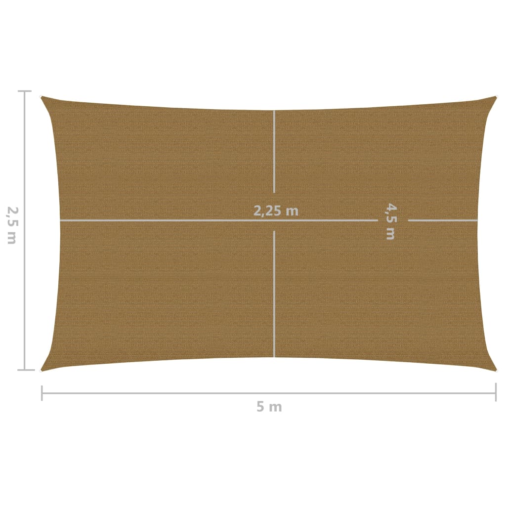 vidaXL Sunshade Sail 160 g/m² Taupe 2.5x5 m HDPE