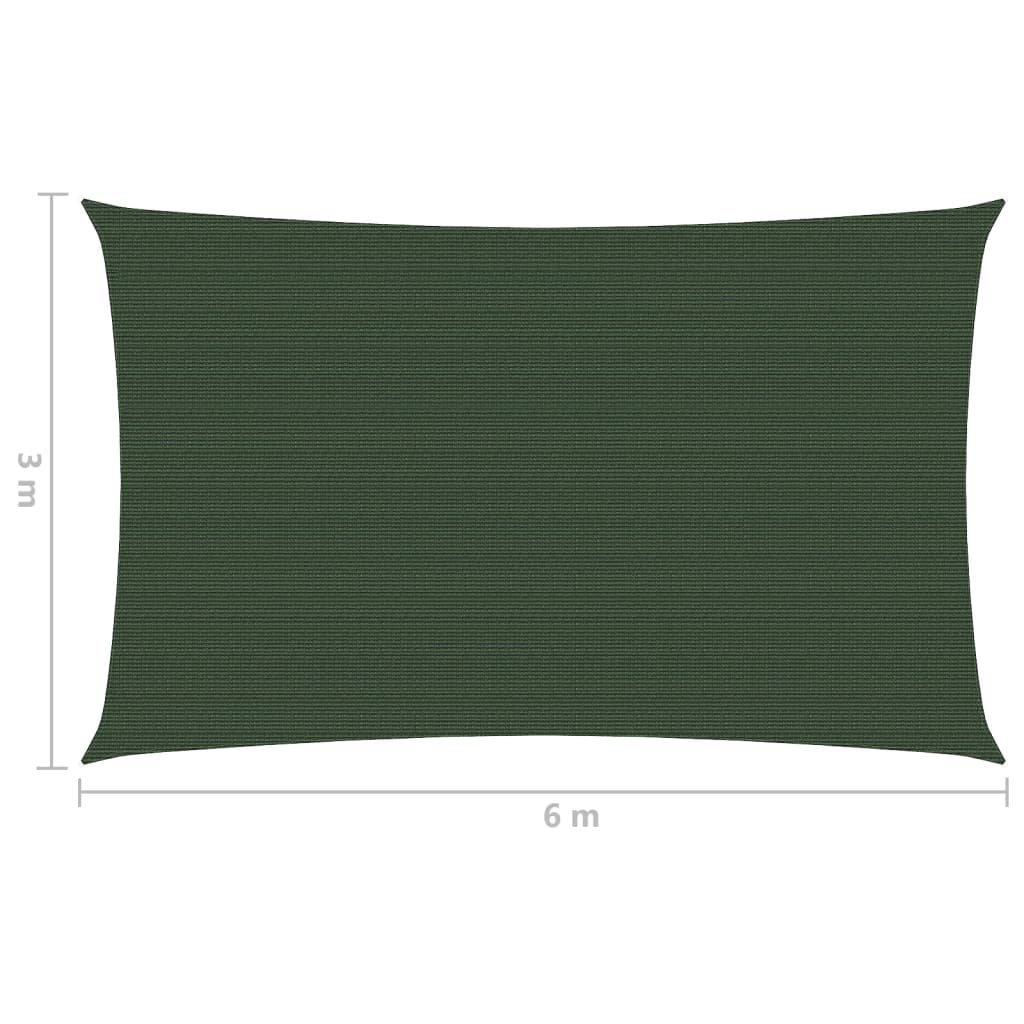 vidaXL Sunshade Sail 160 g/m² Dark Green 3x6 m HDPE