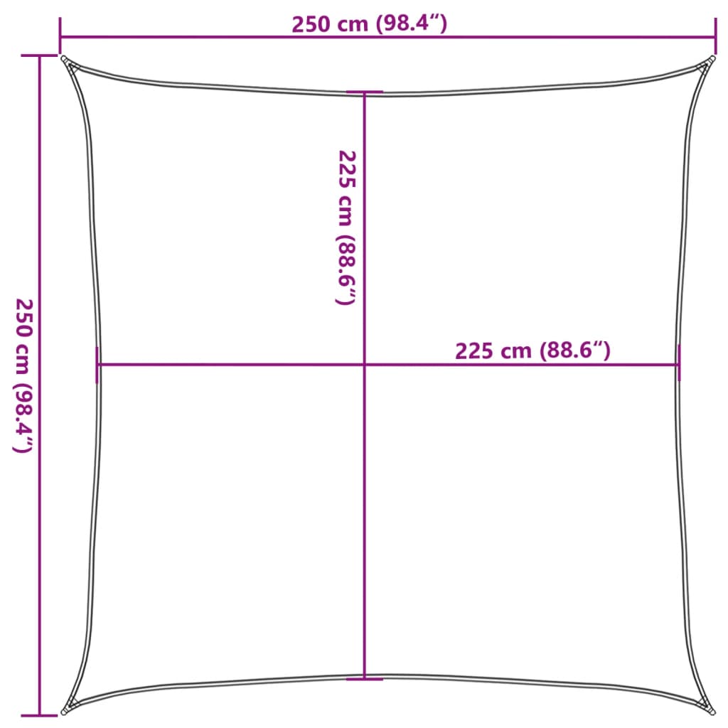 vidaXL Sunshade Sail 160 g/m² Yellow 2.5x2.5 m HDPE