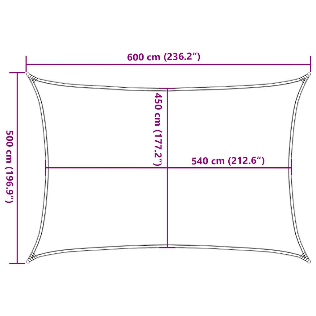 vidaXL Sunshade Sail 160 g/m² Rectangular Yellow 5x6 m HDPE