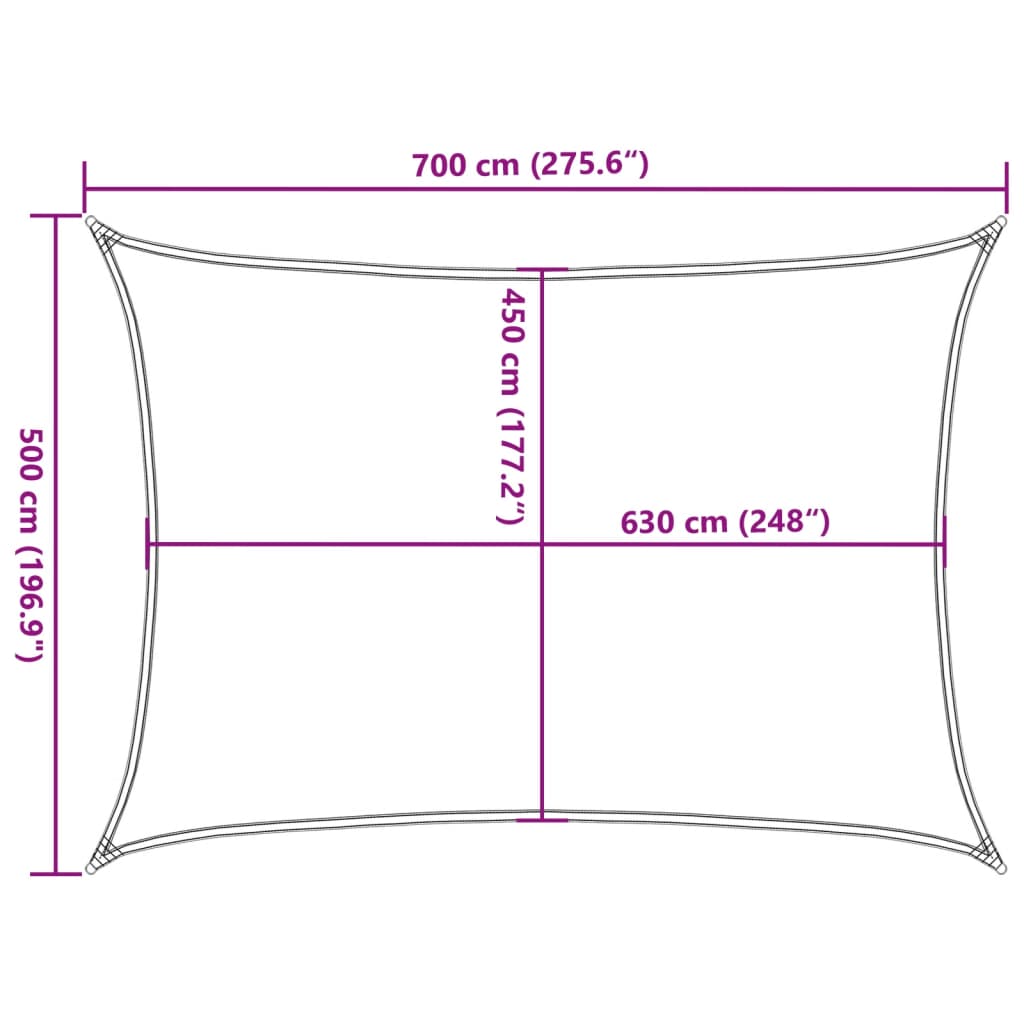 vidaXL Sunshade Sail 160 g/m² Rectangular Orange 5x7 m HDPE