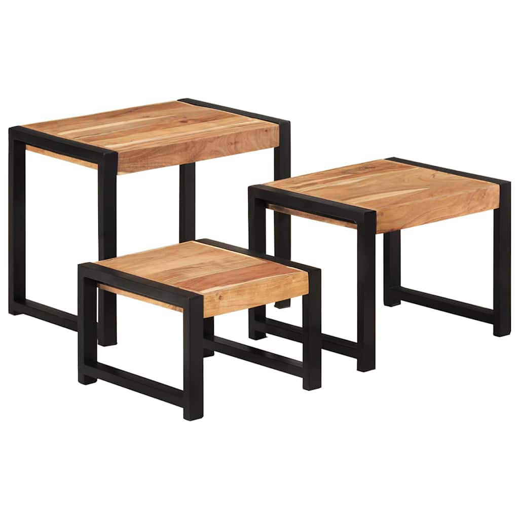 Nesting Tables 3 pcs Solid Wood