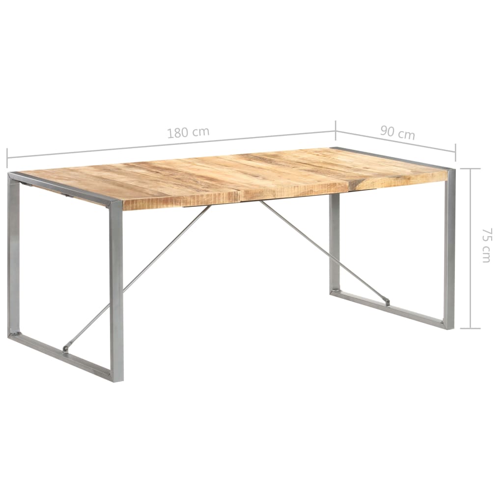 vidaXL Dining Table 180x90x75 cm Solid Rough Mango Wood