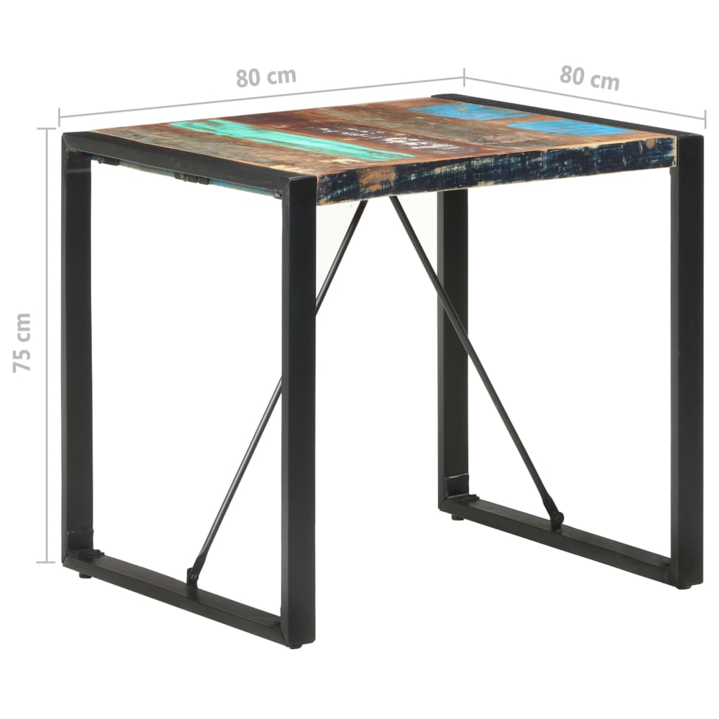 vidaXL Dining Table 80x80x75 cm Solid Reclaimed Wood