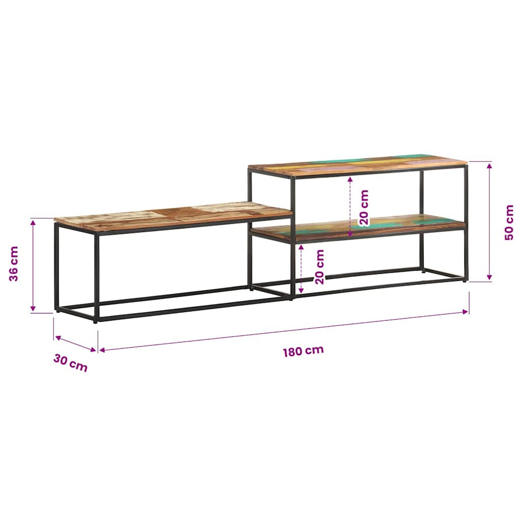 321621 vidaXL TV Cabinet 180x30x50 cm Solid Reclaimed Wood