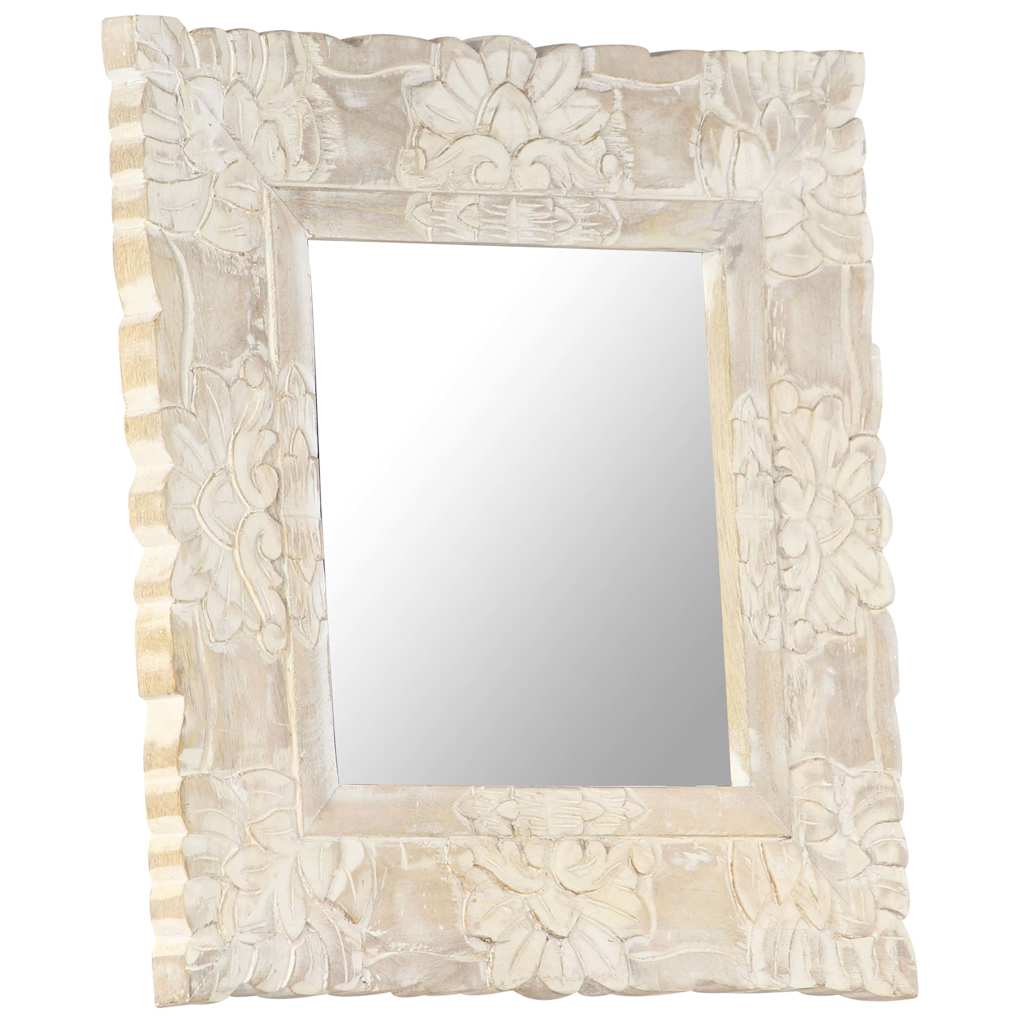 321632 vidaXL Mirror White 50x50 cm Solid Mango Wood