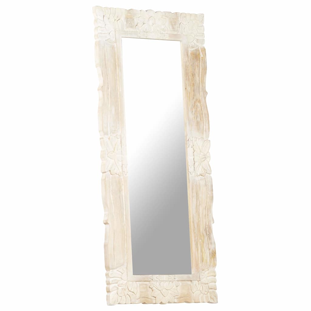 321634 vidaXL Mirror White 110x50 cm Solid Mango Wood