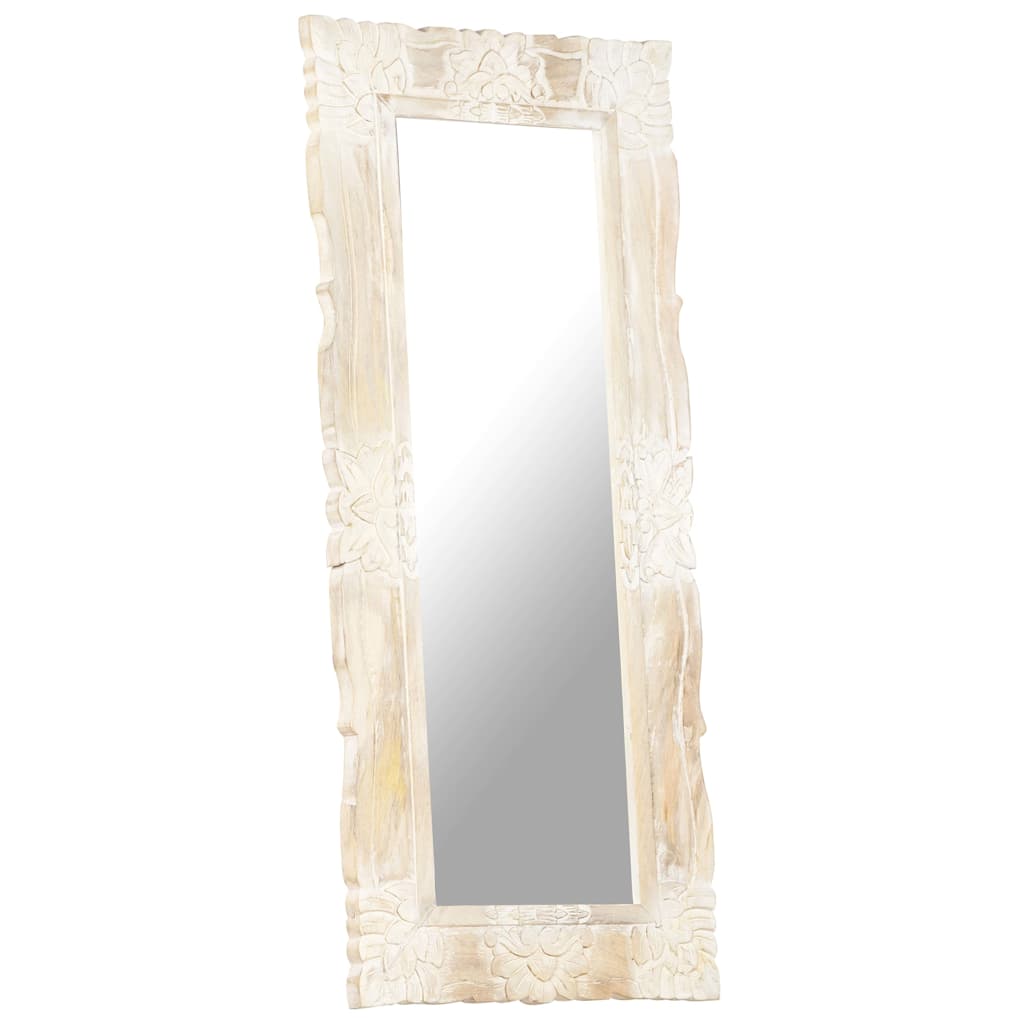 321634 vidaXL Mirror White 110x50 cm Solid Mango Wood