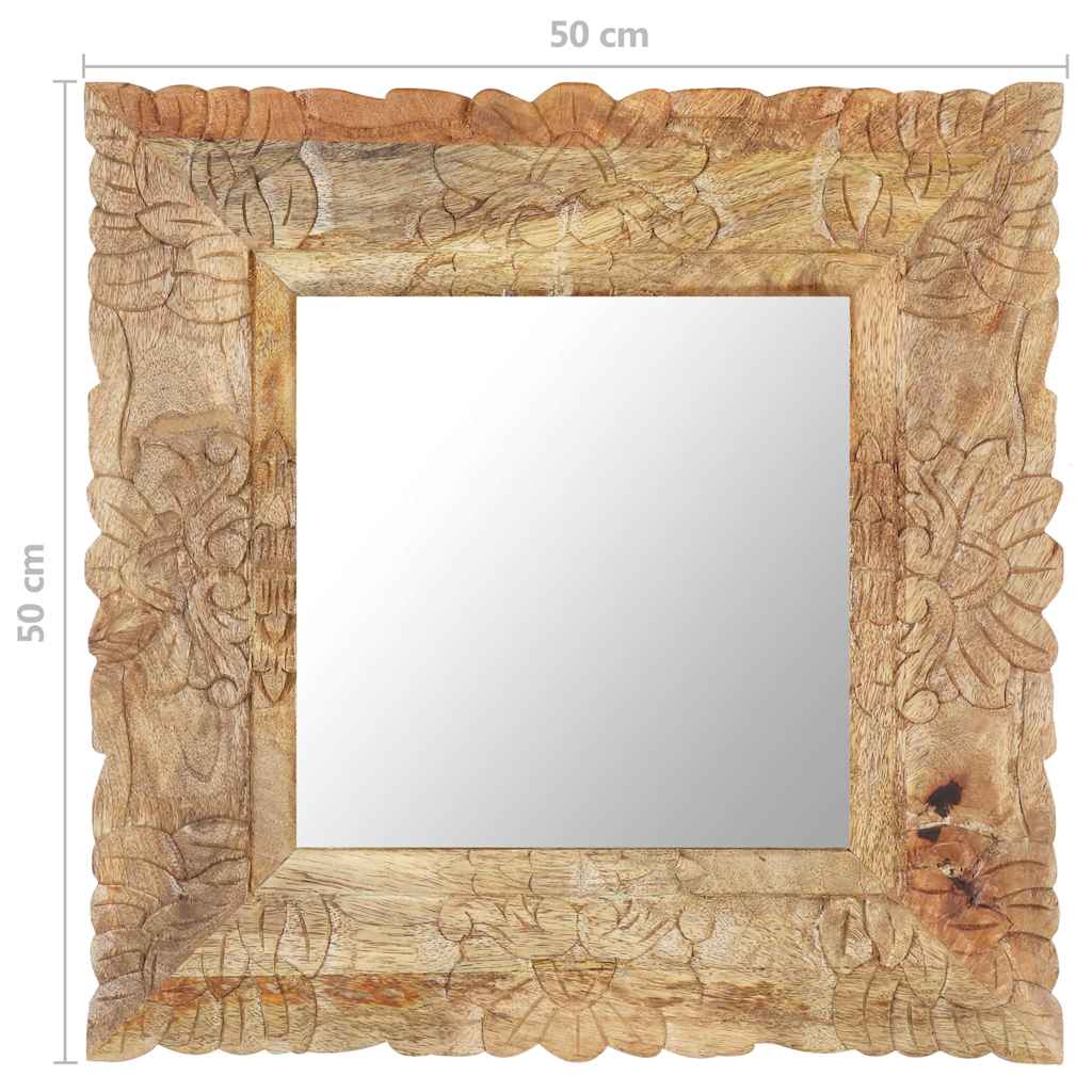 Mirror | Natural mango wood colour | Solid mango wood | 50x50 cm