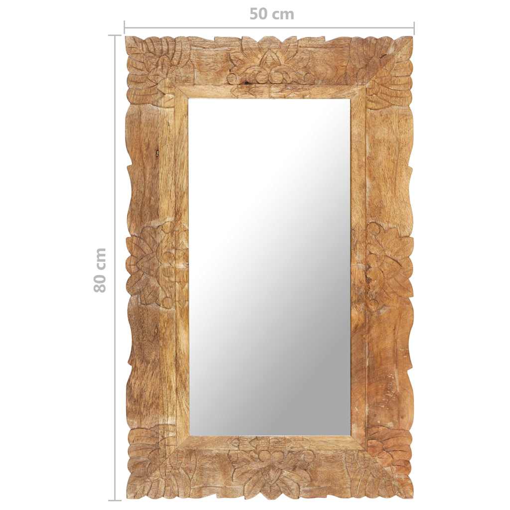 Mirror | Natural wood | Solid mango wood | 80 x 50 cm | Decorative Inlays