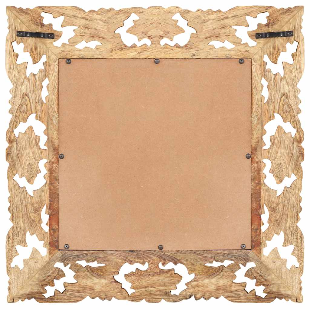 321638 vidaXL Hand Carved Mirror Brown 50x50 cm Solid Mango Wood