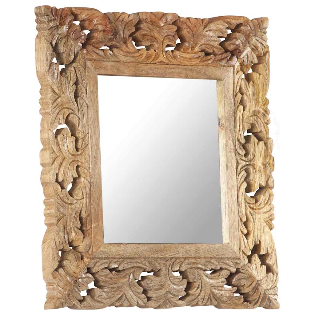 321638 vidaXL Hand Carved Mirror Brown 50x50 cm Solid Mango Wood