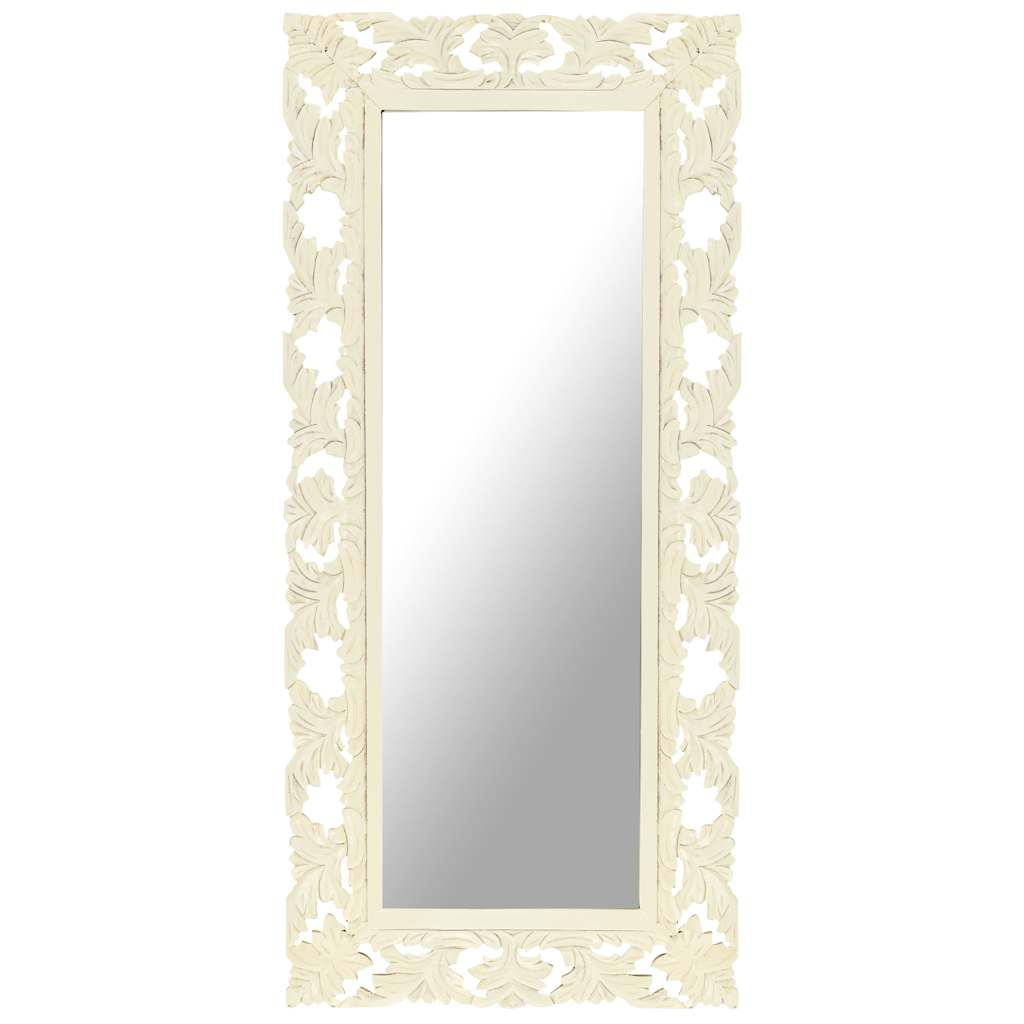 Mirror | White | Solid Mango Wood | 110 x 50 cm | Decorative Inlays