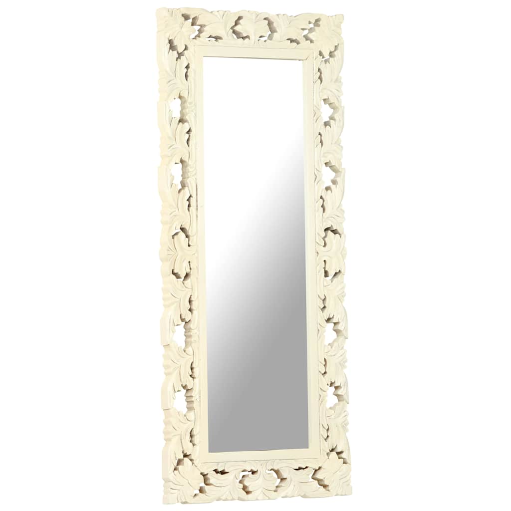 Mirror | White | Solid Mango Wood | 110 x 50 cm | Decorative Inlays