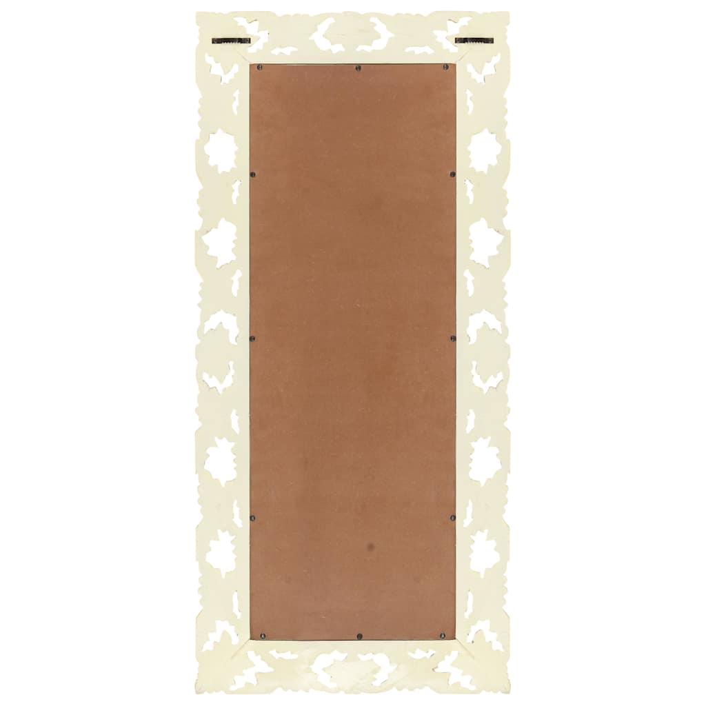Mirror | White | Solid Mango Wood | 110 x 50 cm | Decorative Inlays