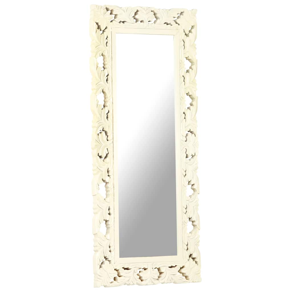 Mirror | White | Solid Mango Wood | 110 x 50 cm | Decorative Inlays