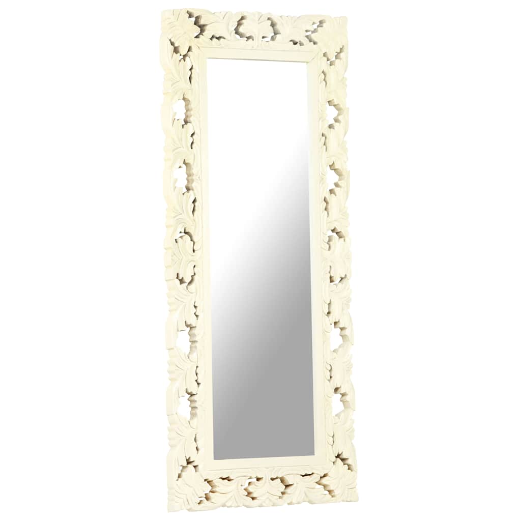 Mirror | White | Solid Mango Wood | 110 x 50 cm | Decorative Inlays