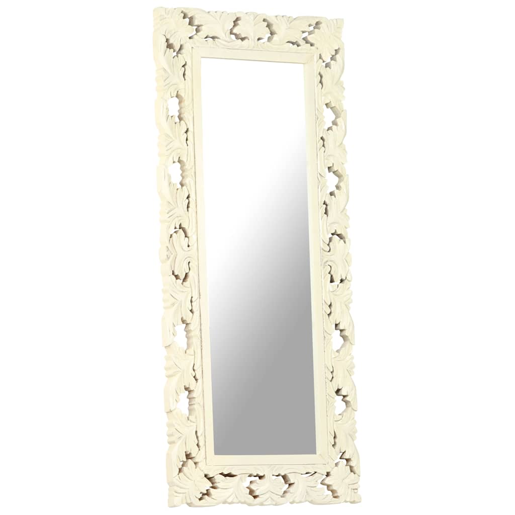 Mirror | White | Solid Mango Wood | 110 x 50 cm | Decorative Inlays