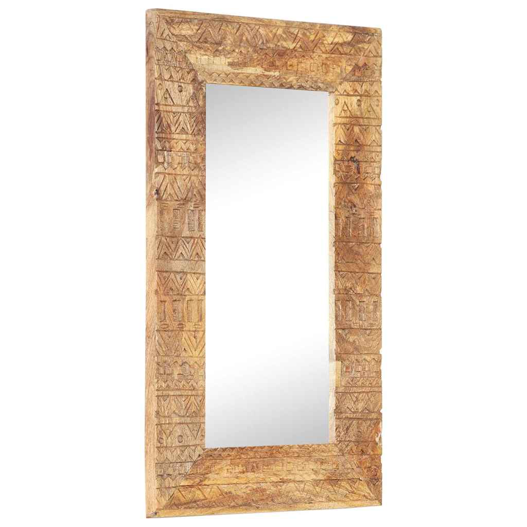 Hand-Carved Mirror 80x50x2,5 cm Solid Mango Wood