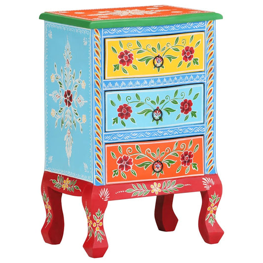 321667 vidaXL Hand Painted Bedside Cabinet 40x30x60 cm Solid Mango Wood