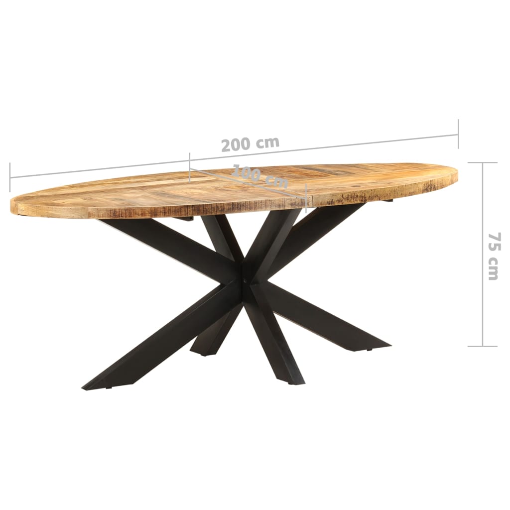 vidaXL Dining Table Oval 200x100x75 cm Rough Mango Wood