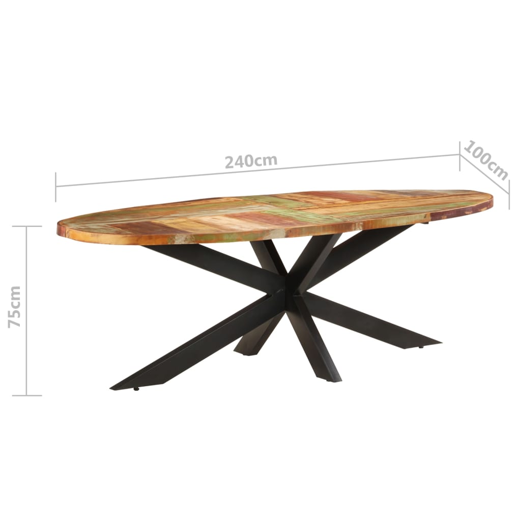 vidaXL Dining Table 240x100x75 cm Solid Reclaimed Wood