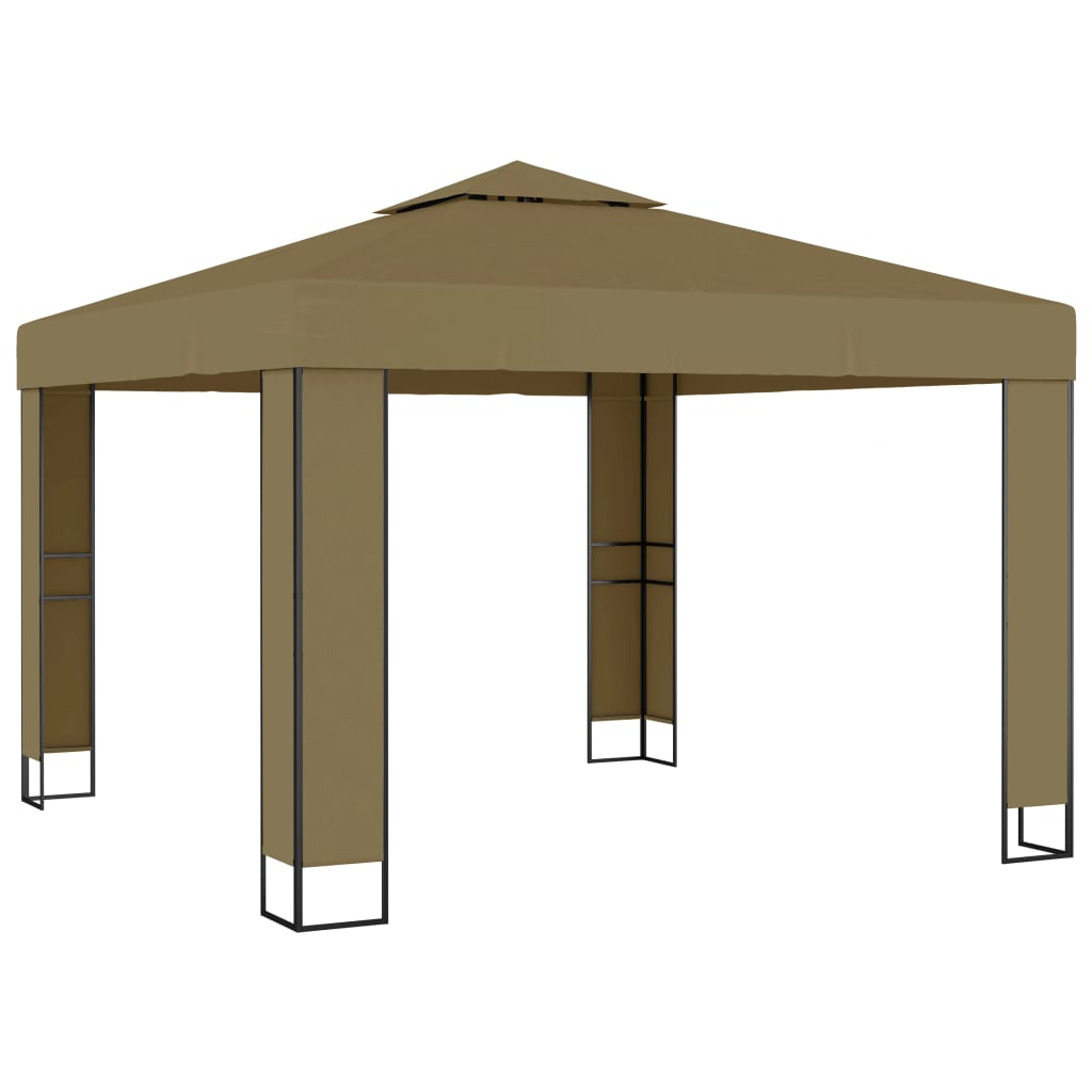 vidaXL Gazebo with Double Roof 3x3x2.7 m Taupe 180 g/m²