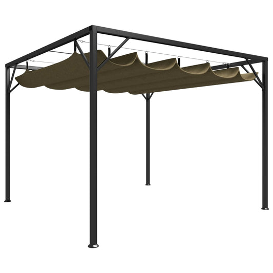 vidaXL Garden Gazebo with Retractable Roof 3x3 m Taupe 180 g/m²