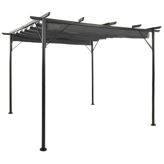 vidaXL Pergola with Retractable Roof Anthracite 3x3 m Steel 180 g/m²