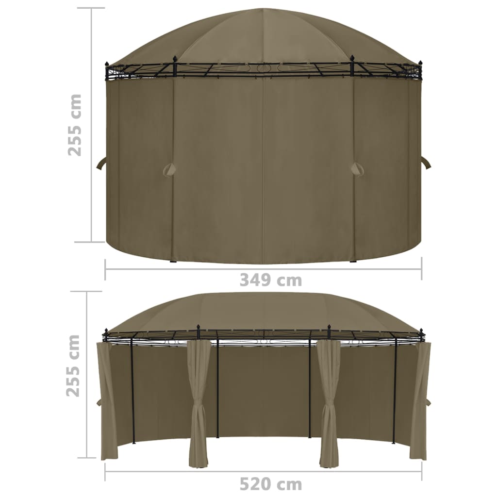 vidaXL Gazebo with Curtains 520x349x255 cm Taupe 180 g/m²