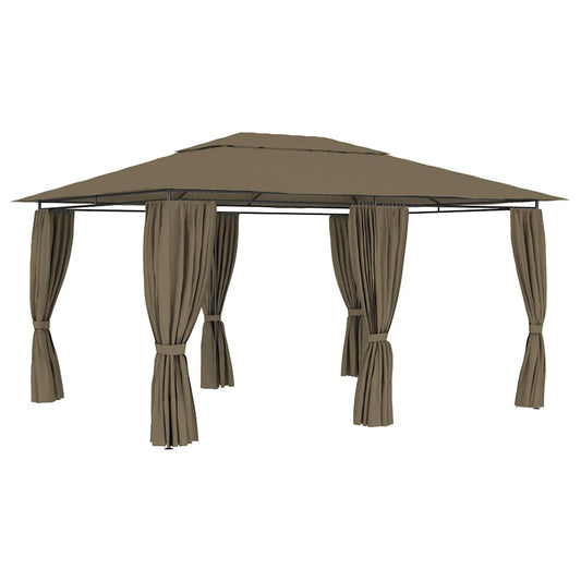 vidaXL Garden Marquee with Curtains 4x3 m Taupe 180 g/m²