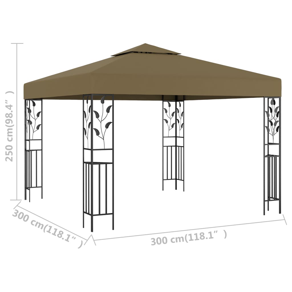 vidaXL Gazebo 3x3 m Taupe 180 g/m²