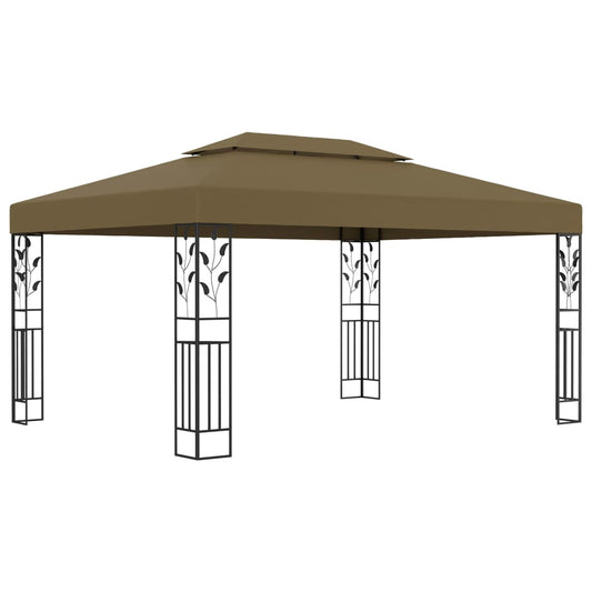 vidaXL Gazebo with Double Roof 3x4 m Taupe 180 g/m²