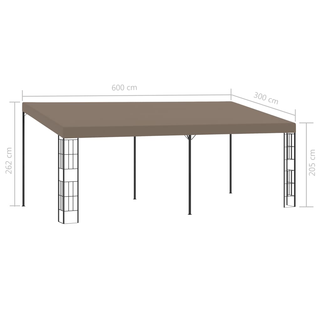 Wall-mounted Gazebo 6x3 m Taupe Fabric