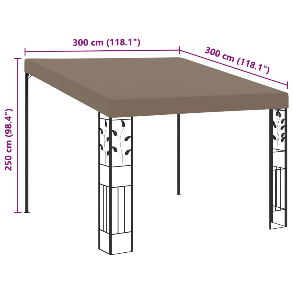 vidaXL Wall-mounted Gazebo 3x3x2.5 m Taupe