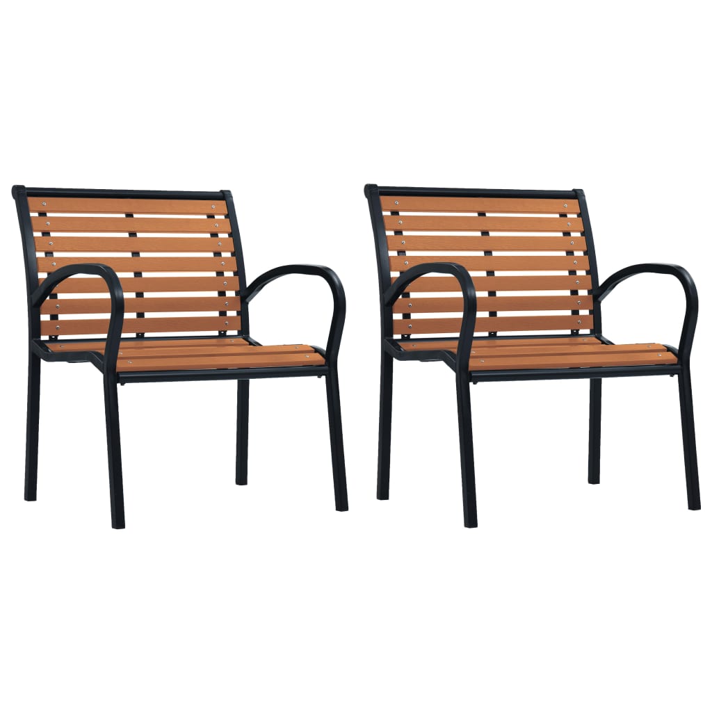 Garden Chair | Set of 2 | Black and Brown | Steel and WPC | Standard