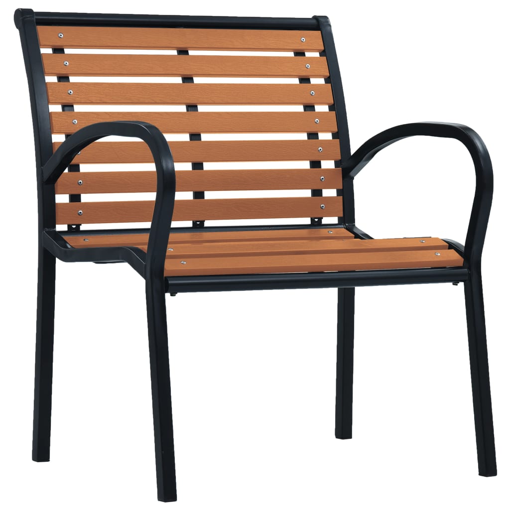 Garden Chair | Set of 2 | Black and Brown | Steel and WPC | Standard