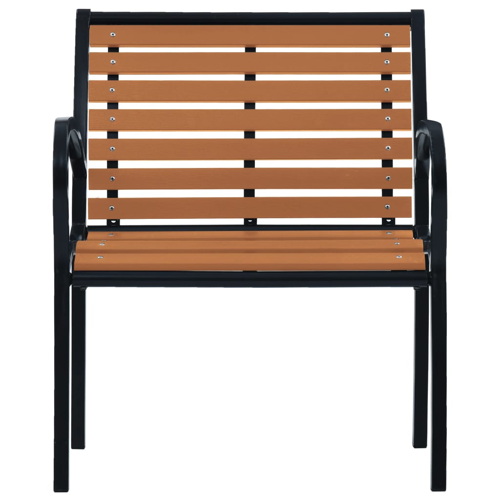 Garden Chair | Set of 2 | Black and Brown | Steel and WPC | Standard